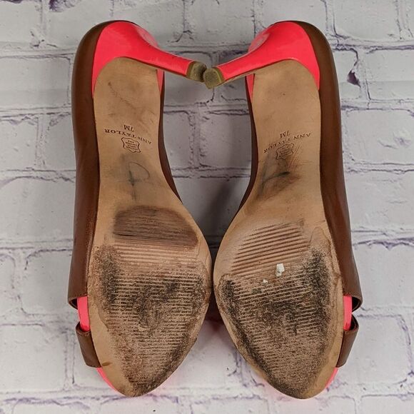 Ann Taylor Cherie Peep Toe Platform Heels Pumps - Caliente Coral - Picture 6 of 10